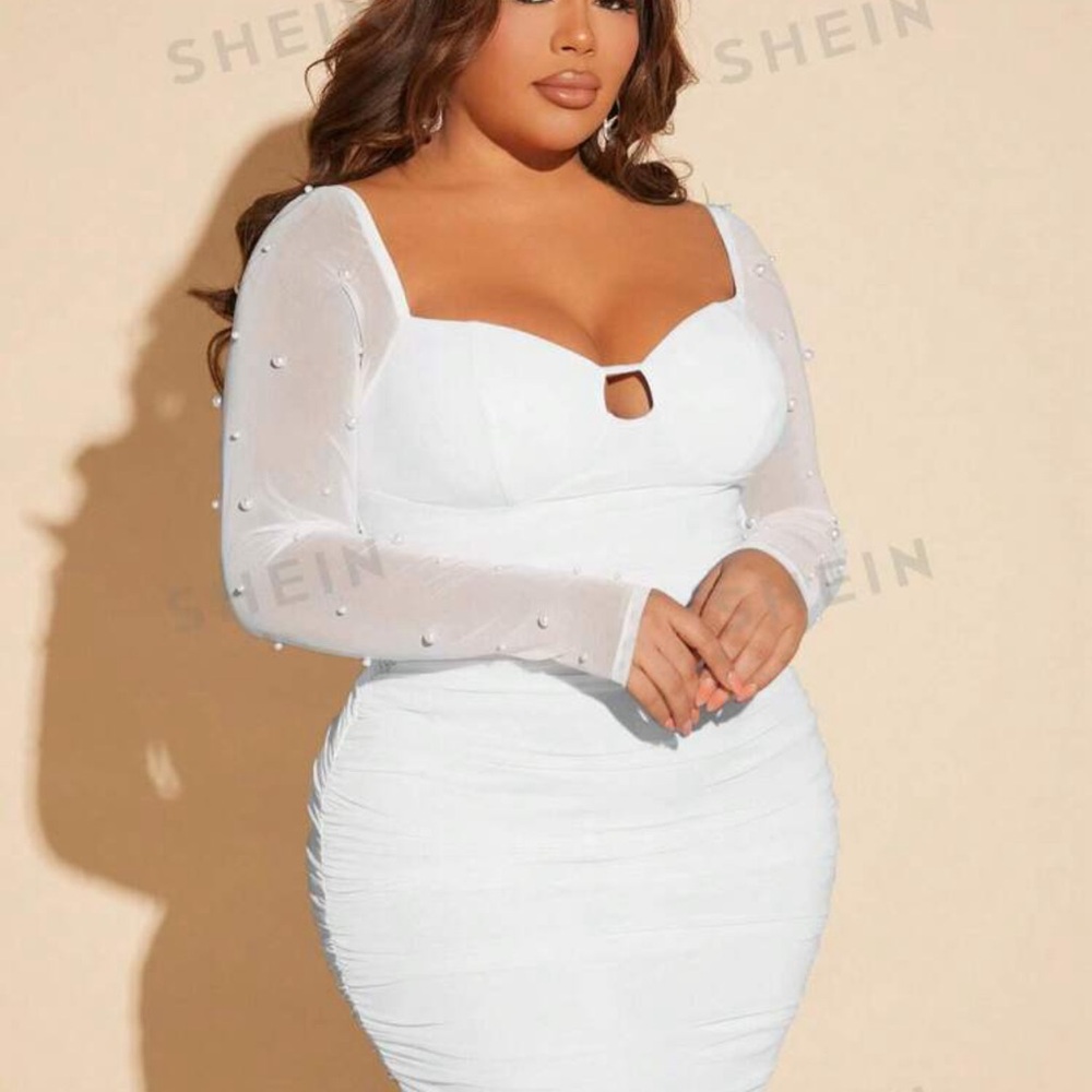 SHEIN white square neck bodycon mini dress